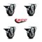 Service Caster 3.5'' Thermo Rubber Wheel Swivel Top Plate Caster Set with Posi Brake, 4PK SCC-20S3514-TPRB-PLB-4 - alternate 2